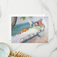 Mulher deitada em um banco de Carl Larsson
