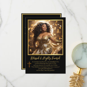 Cartão De Agradecimento Mulher étnica abençoada e espirituosa altamente fa