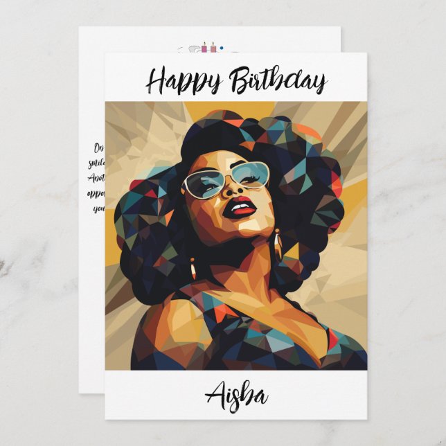 Cartão De Agradecimento Mulher Negra: Artista Cubista (Frente/Verso)