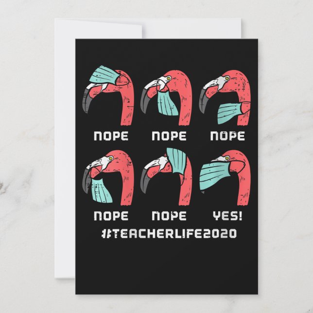 Cartão De Agradecimento Mulheres Flamingo Face Máscara Professora Life 202 (Frente)