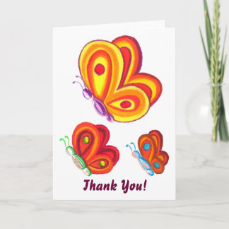 Cartão De Agradecimento Multicoloured Butterflies, Thank You Card