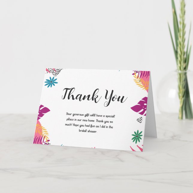 Cartão De Agradecimento Multicor Deixa Chá de panela (Frente)