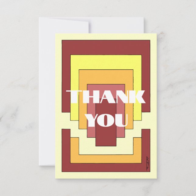 Cartão De Agradecimento Multicor do Abstrato retângulo (estilo 70s) (Frente)