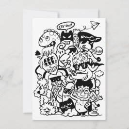Cartão De Agradecimento Multidão de Personagens de Desenhos Animados Excên