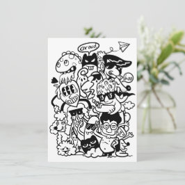 Cartão De Agradecimento Multidão de Personagens de Desenhos Animados Excên