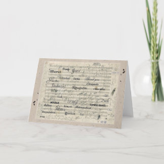 Cartão De Agradecimento Multilingual Thank You Music Score