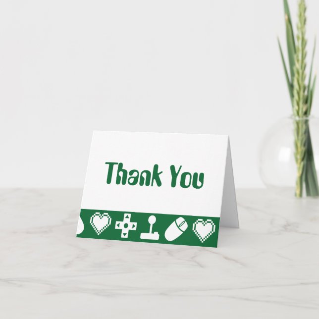 Cartão De Agradecimento Multiplayer Mode in Green Thank You Card (Frente)