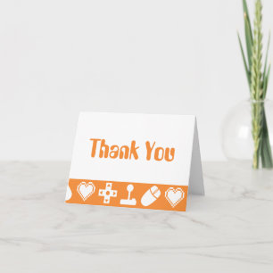Cartão De Agradecimento Multiplayer Mode in Orange Thank You Card