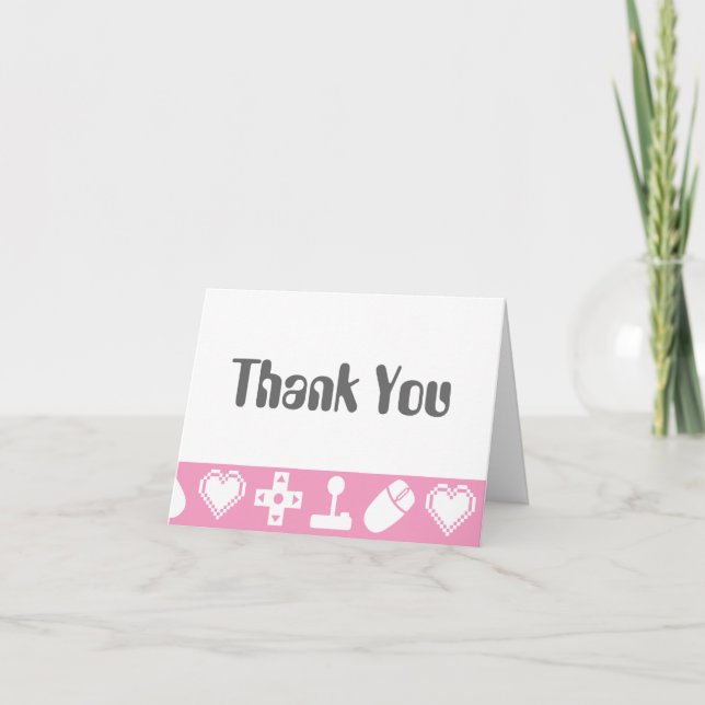 Cartão De Agradecimento Multiplayer Mode in Petal Pink Thank You Card (Frente)