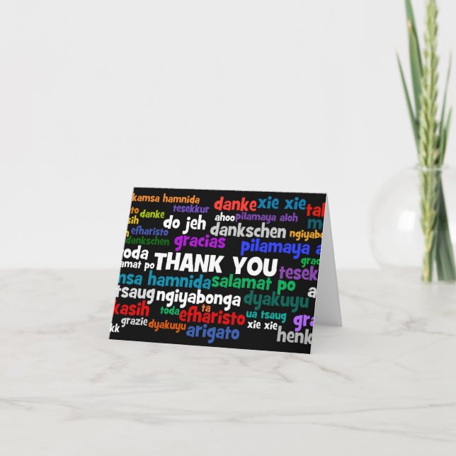 Cartão De Agradecimento Multiple Ways to Say Thank You in Many Languages (Frente)