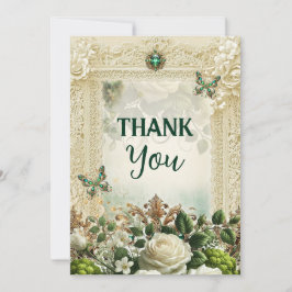 Cartão De Agradecimento Musgo Elegante & Luar de Renda Vintage Agradecimen