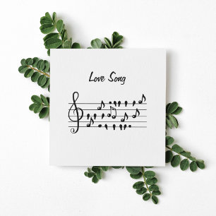 Cartão De Agradecimento Música de amor, pássaros entre notas, personalizáv