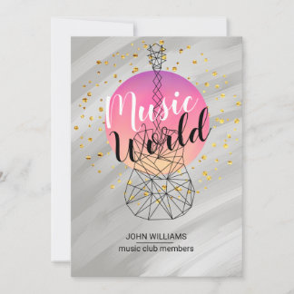 Cartão De Agradecimento Música Guitar Obrigado Watercolor Nature Cinza