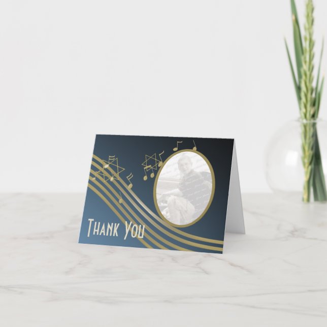 Cartão De Agradecimento Música no Ar Obrigado Nota (Frente)