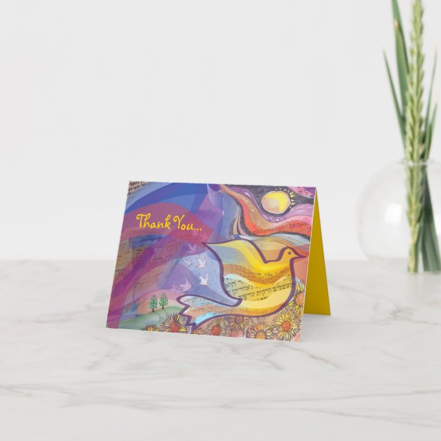 Cartão De Agradecimento Musical Flying Dove Folded Thank You Greeting Card (Frente)