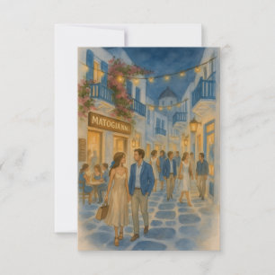 Cartão De Agradecimento Mykonos Grécia Watercolor