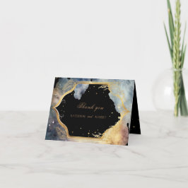 Cartão De Agradecimento Mystical Celestial Dourado Casamento da Lua