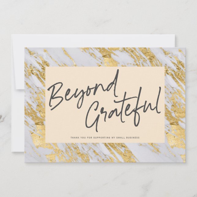 Cartão De Agradecimento Na moda Marble, Moderno, Além de Grateful Business (Frente)