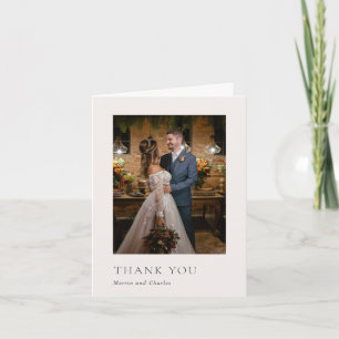Cartão De Agradecimento Na moda Neutral Foto Moderna Casamento