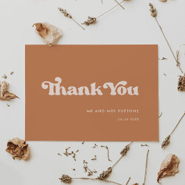 Cartão De Agradecimento Na moda retro casamento de açúcar castanho
