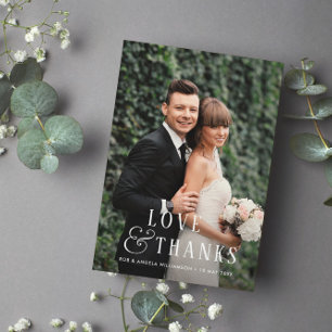 Cartão De Agradecimento Na moda texto noiva e casamento de fotos do noivo