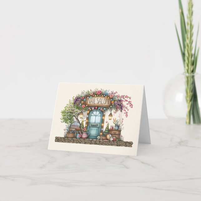 Cartão De Agradecimento Nail Salon Note Card ou Obrigado (Frente)