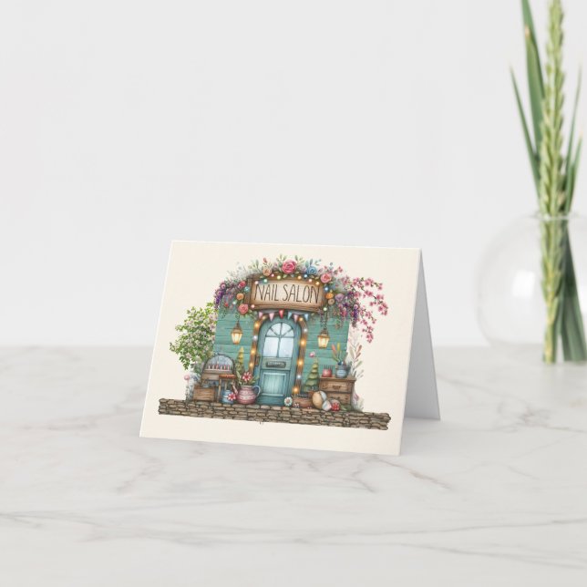 Cartão De Agradecimento Nail Salon Note Card ou Obrigado (Frente)