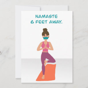 Cartão De Agradecimento Namaste distante 6 pés - Quarantine Yoga - Covid19