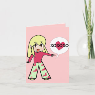 Cartão De Agradecimento Namorados Chibi - Obrigado XOXOXO