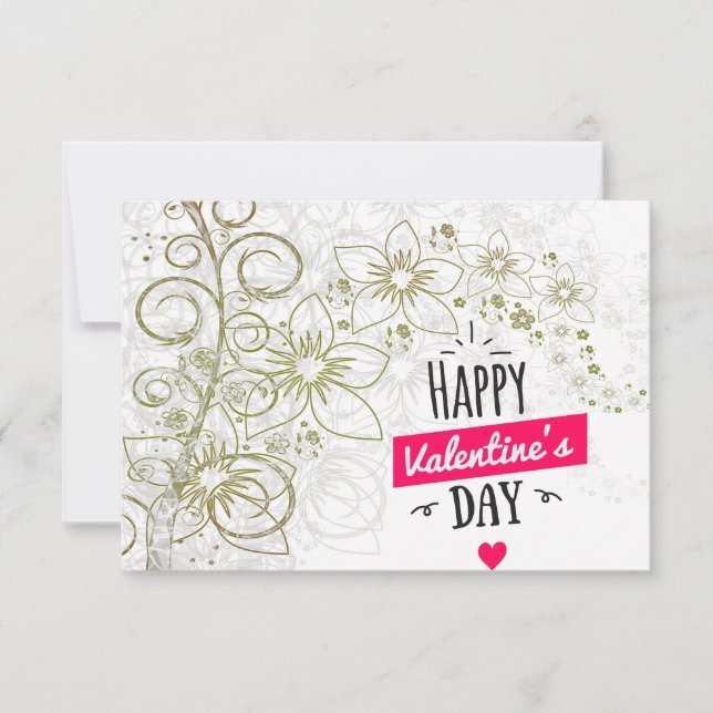 Cartão De Agradecimento Namorados flor preto branco (Frente)