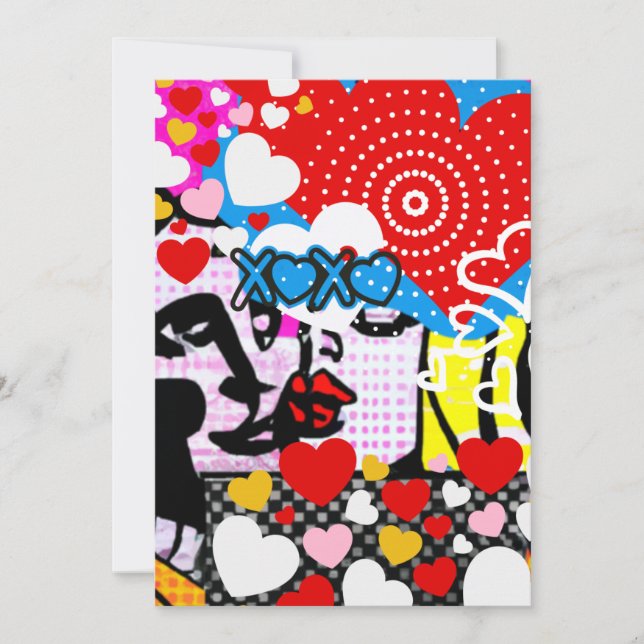 Cartão De Agradecimento Namorados pop Art (Frente)