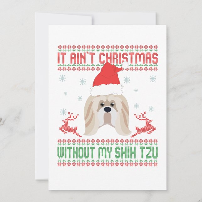 Cartão De Agradecimento Não é Natal sem meus amantes de cachorro Shih Tzu (Frente)