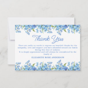 Cartão De Agradecimento Não Me Esqueça Simpatia Floral Memorial Funeral