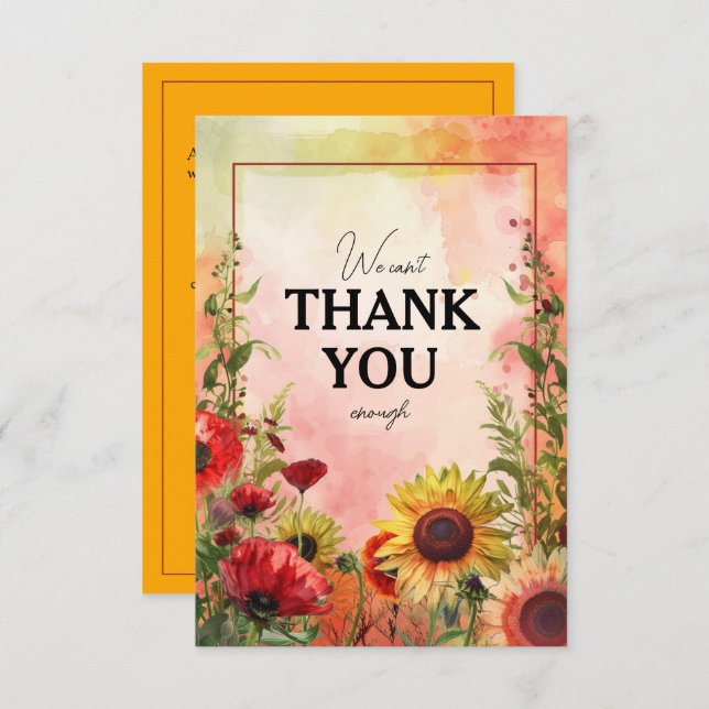 Cartão De Agradecimento 🌻 Não podemos obrigado-lo de Petais Sunny e Scarl (Frente/Verso)