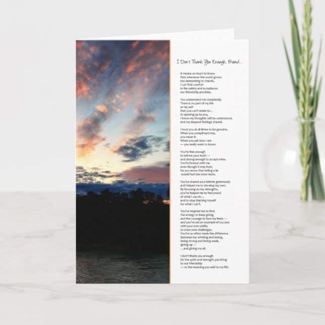 Cartão De Agradecimento Não te agradeço o suficiente, amigo... (Frente)