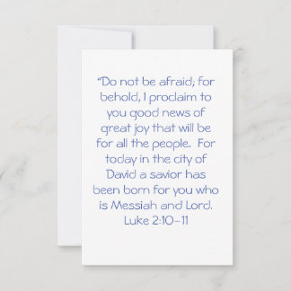 Cartão De Agradecimento Não Tenha Medo Luke 2:10-11