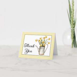 Cartão De Agradecimento Narcisos Amarelos Elegantes Floral Água Pote Anive