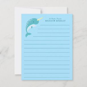 Cartão De Agradecimento Narwhal Cute Kid