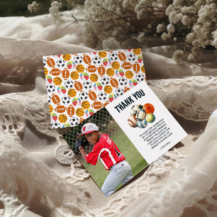 Cartão De Agradecimento Nascer 2 Ball Sport Themed Boy Party