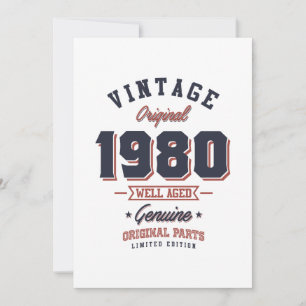 Cartão De Agradecimento Nascer Vintage 1980 em 1980 Presente de Aniversári