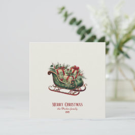 Cartão De Agradecimento Natais vintages com presentes e verde