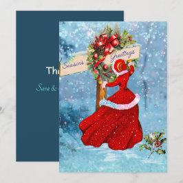 Cartão De Agradecimento Natais vintages cortados