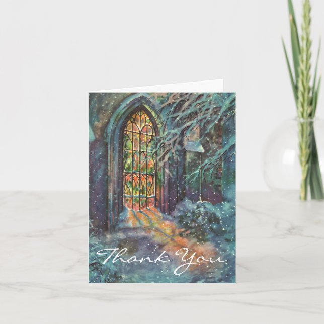 Cartão De Agradecimento Natais vintages De Vidro Retinado Obrigado (Frente)