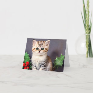 Cartão De Agradecimento Natais vintages Kitten e Holly