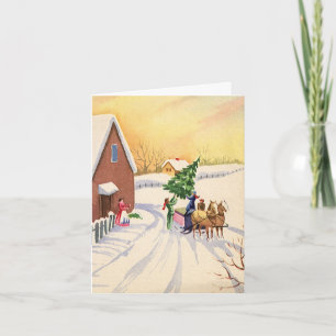 Cartão De Agradecimento Natais vintages Obrigado