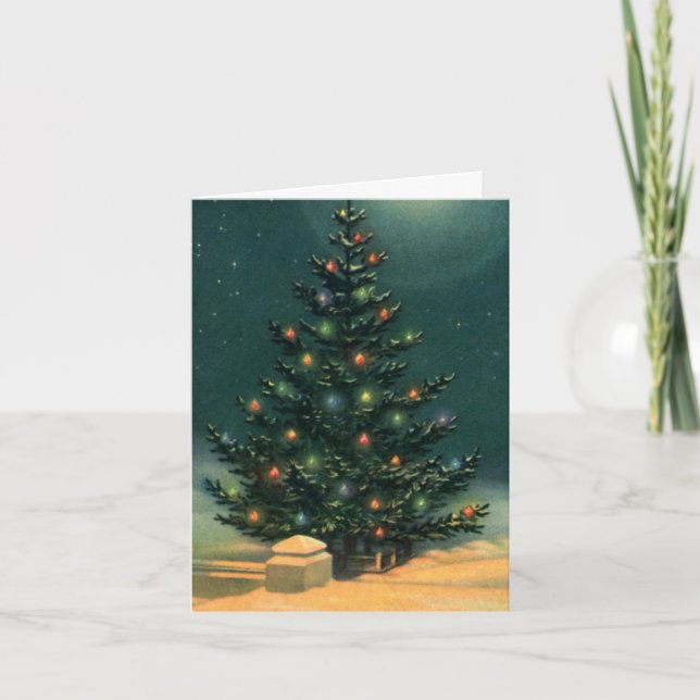 Cartão De Agradecimento Natais vintages Obrigado (Frente)