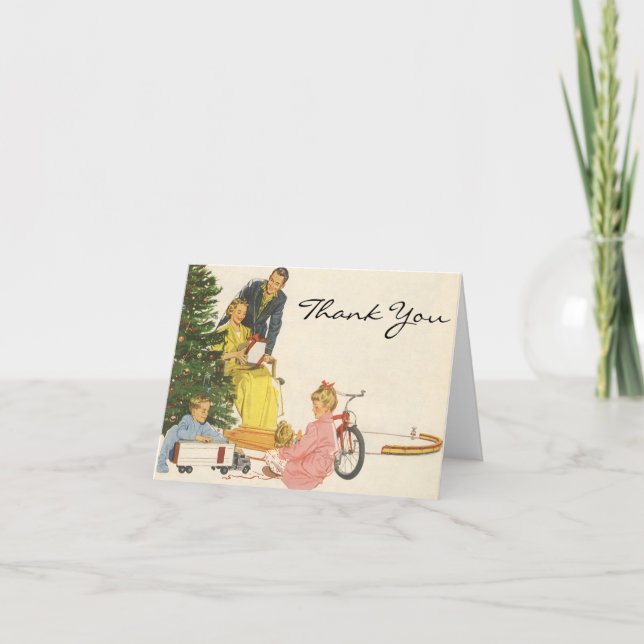 Cartão De Agradecimento Natais vintages Obrigado (Frente)