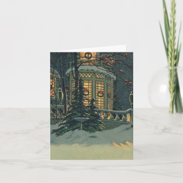 Cartão De Agradecimento Natais vintages Obrigado (Frente)