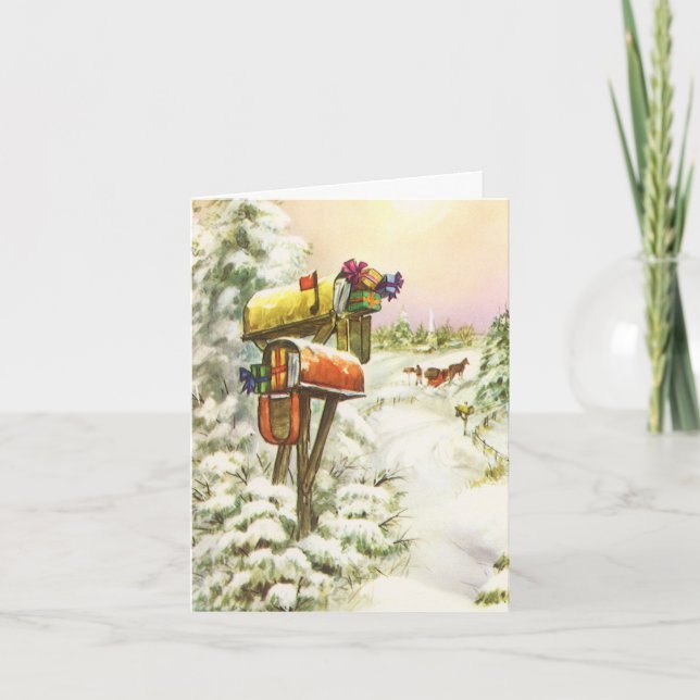 Cartão De Agradecimento Natais vintages Obrigado (Frente)