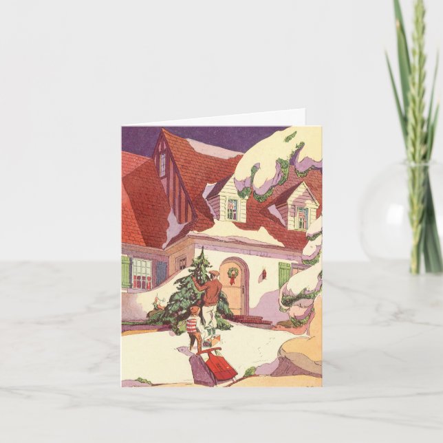 Cartão De Agradecimento Natais vintages Obrigado (Frente)